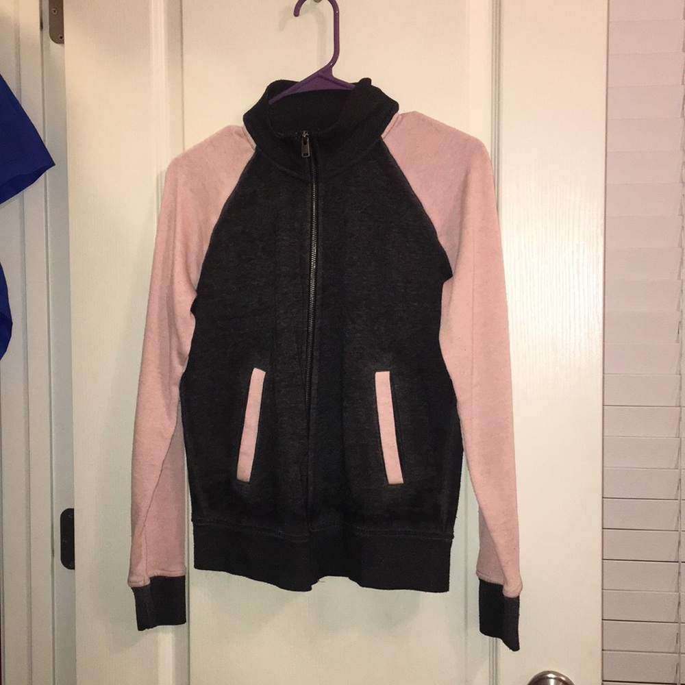 A pink and dark grey very soft wet seal jacket